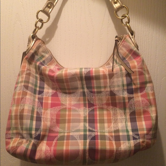NWOT huge coach plaid hobo tote - Picture 5 of 8